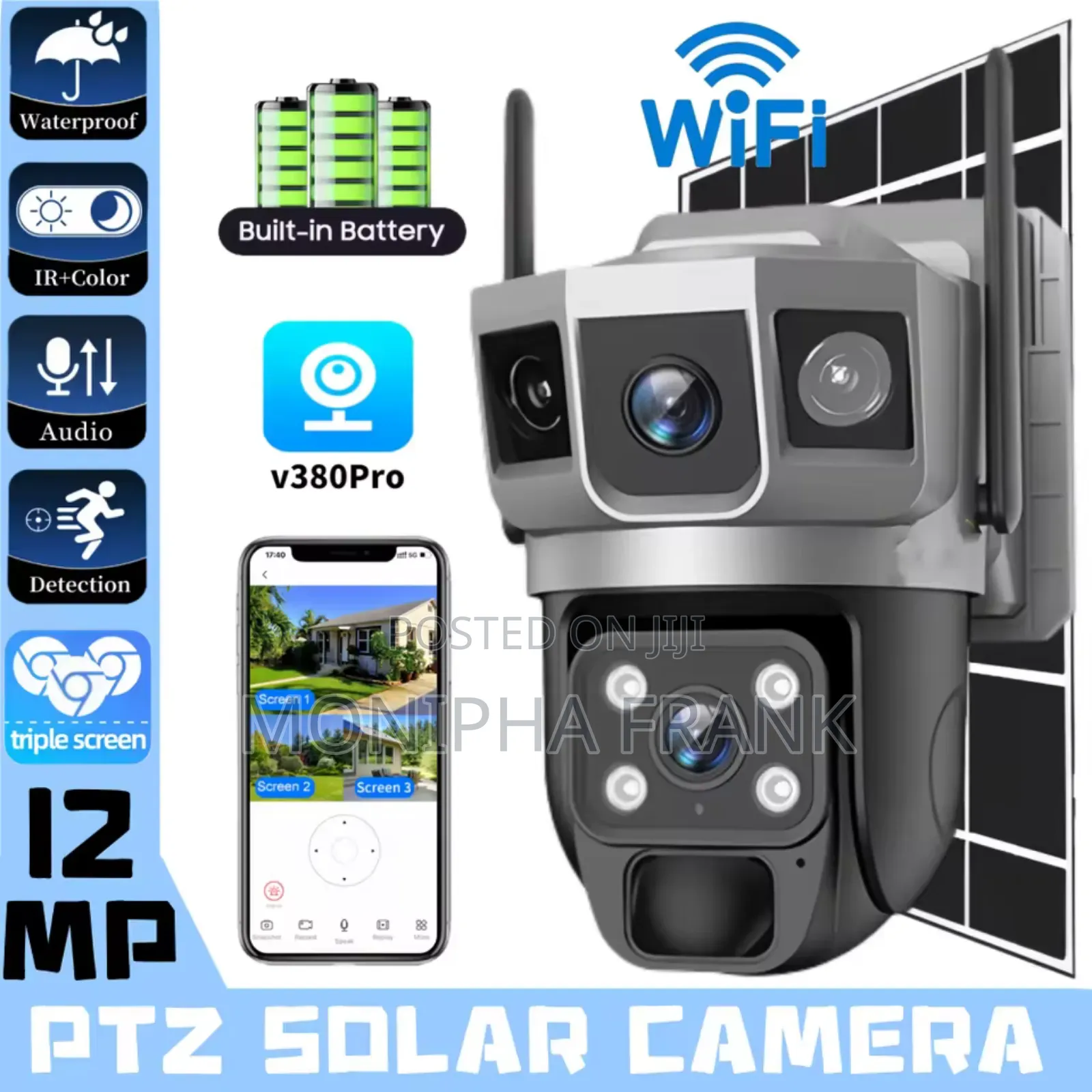 4g Solar CCTV Camera With Three Views