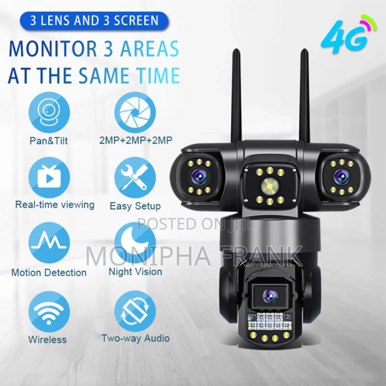 PTZ 3 Lens CCTV Camera Inatumia Line Ya Simu