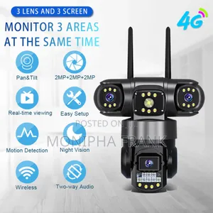 PTZ 3 Lens CCTV Camera Inatumia Line Ya Simu