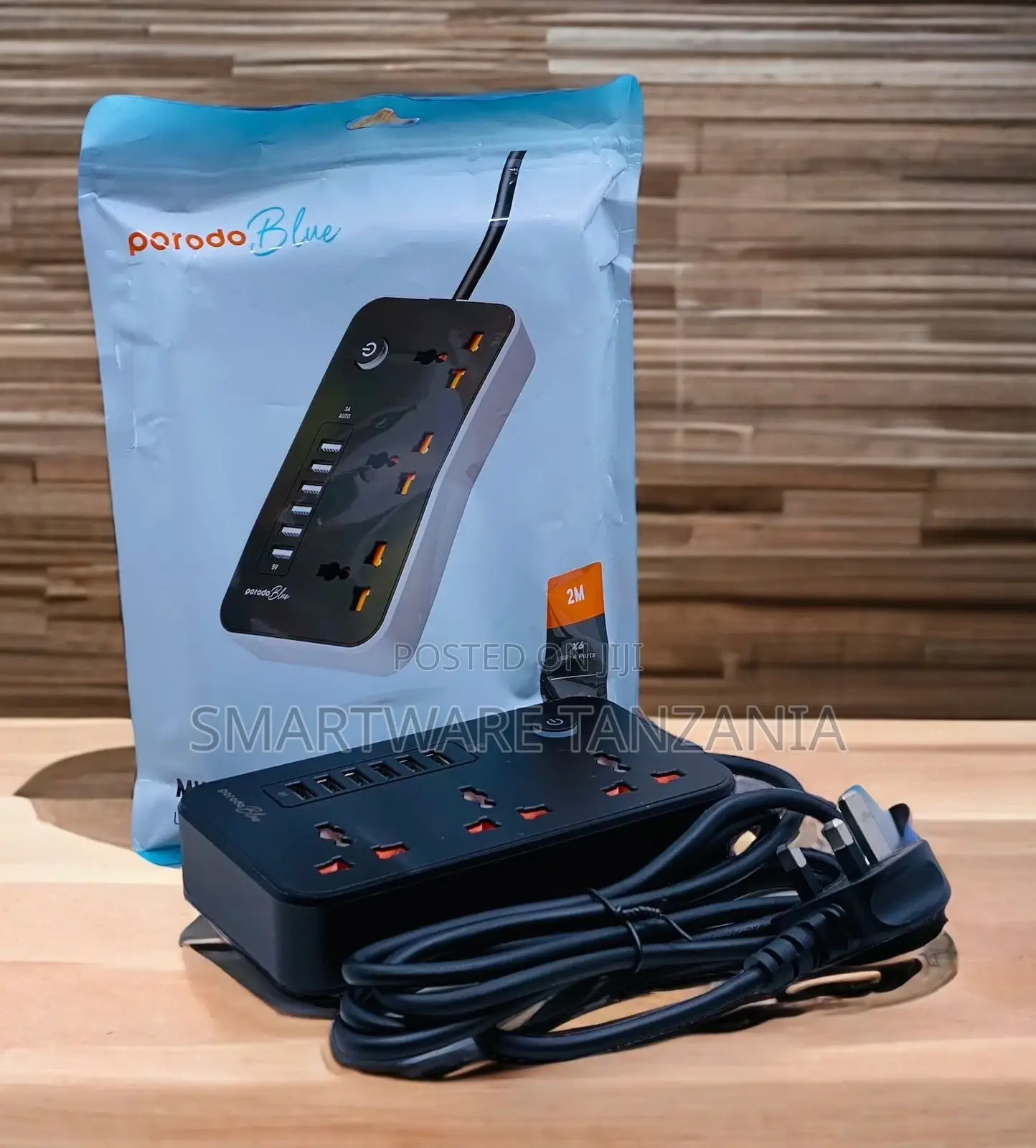 Porodo Blue Multi-port Extension Cord With 6 Usb Ports