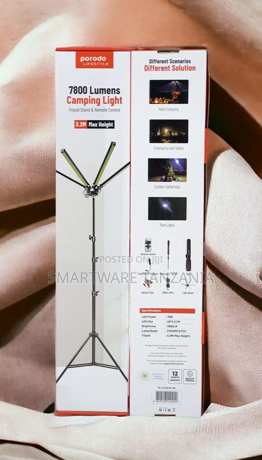 Porodo Camping Light Full Set 6 Lamp, 3.2m Wire With Clip