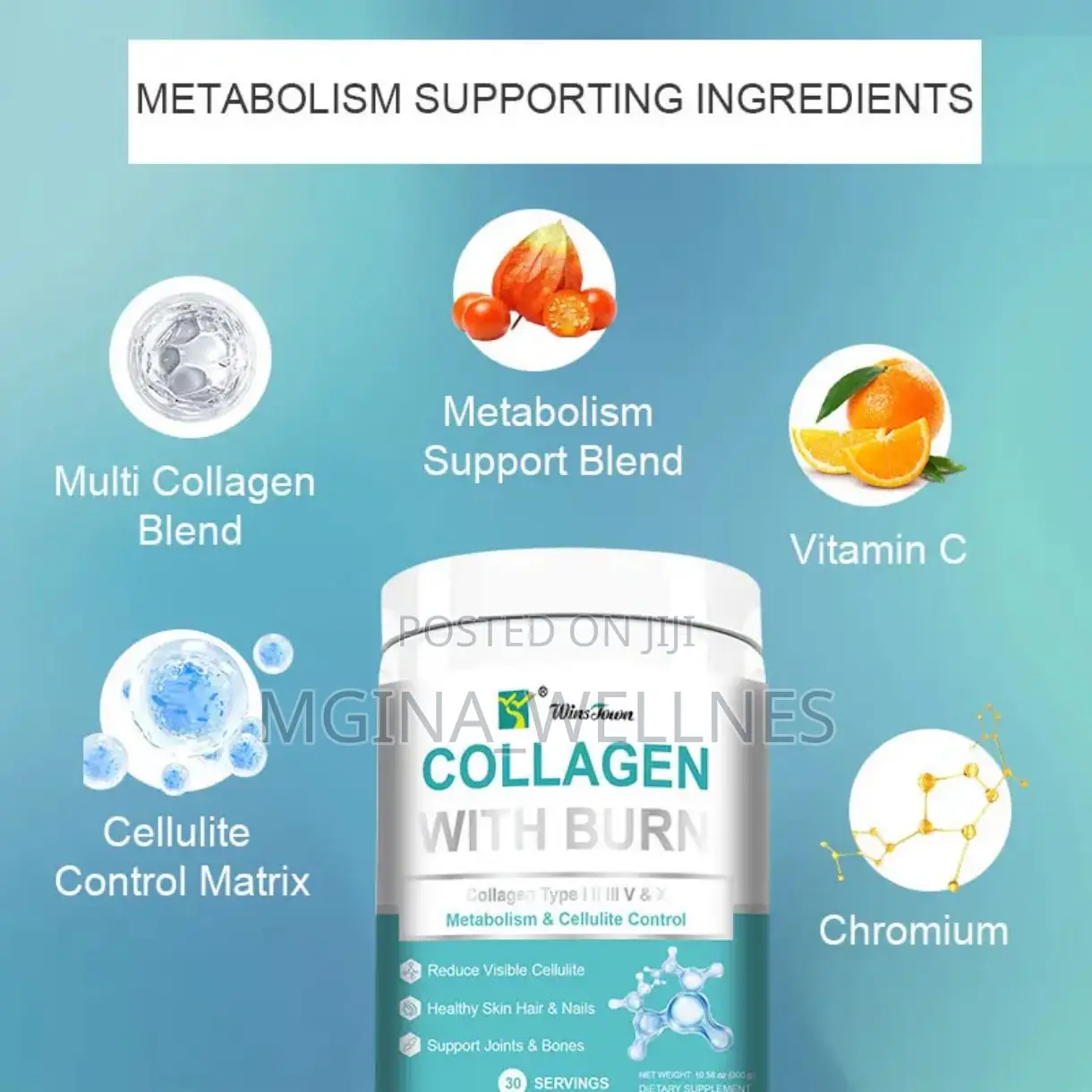 Multi-Collagen With Burn Powder (300 Grams, 30 Servings)