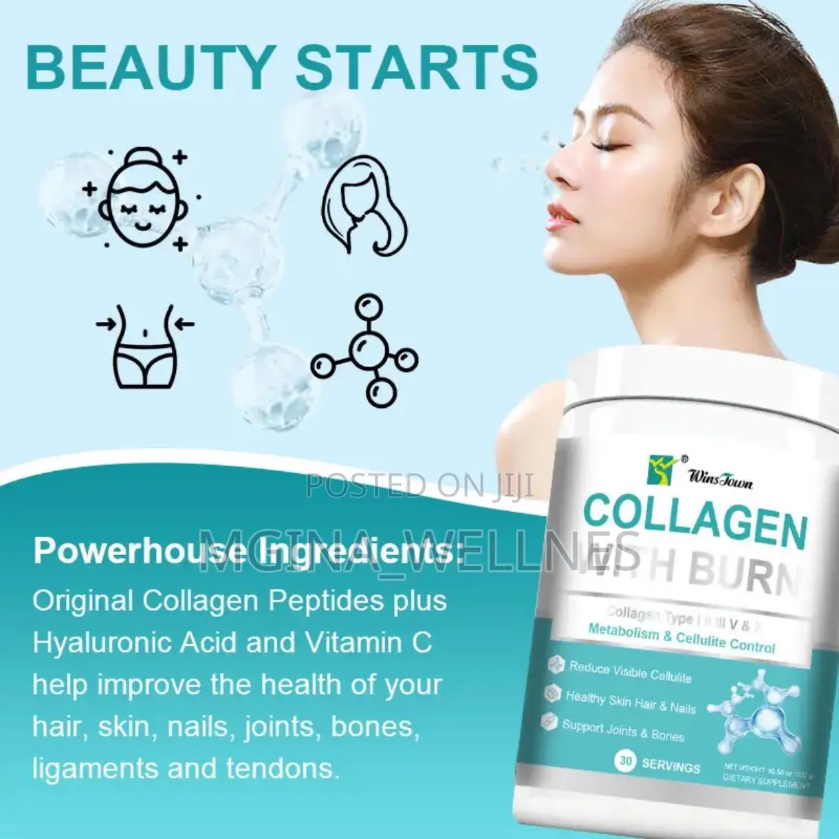 Multi-Collagen With Burn Powder (300 Grams, 30 Servings)