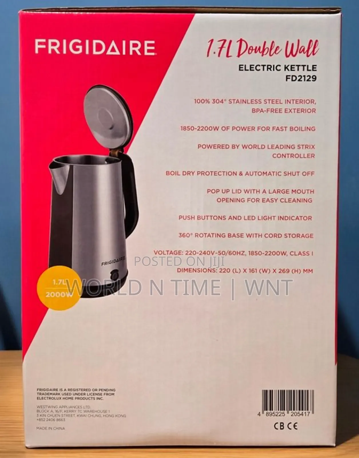 Frigidaire 1.7l Double Wall Kettle Fd2129 Stainless Steel