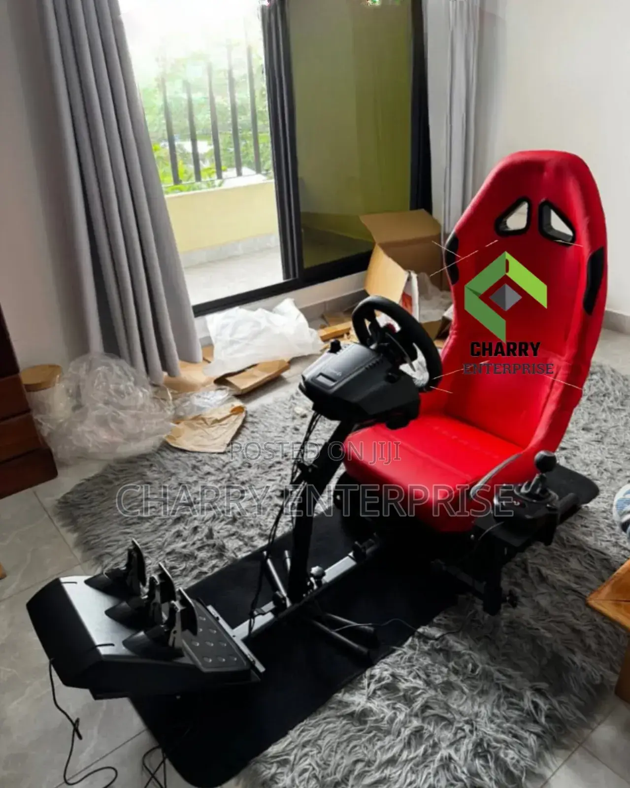 Car Racing Game With a Seat, Steering, Wheel and Pedals