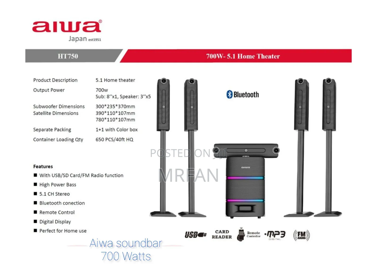 Aiwa Soundbar 700 Watts