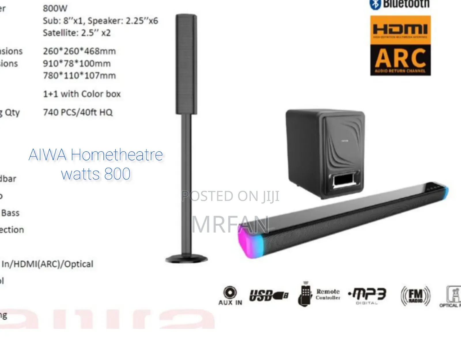 Aiwa Hometheatre Watts 800 TSH