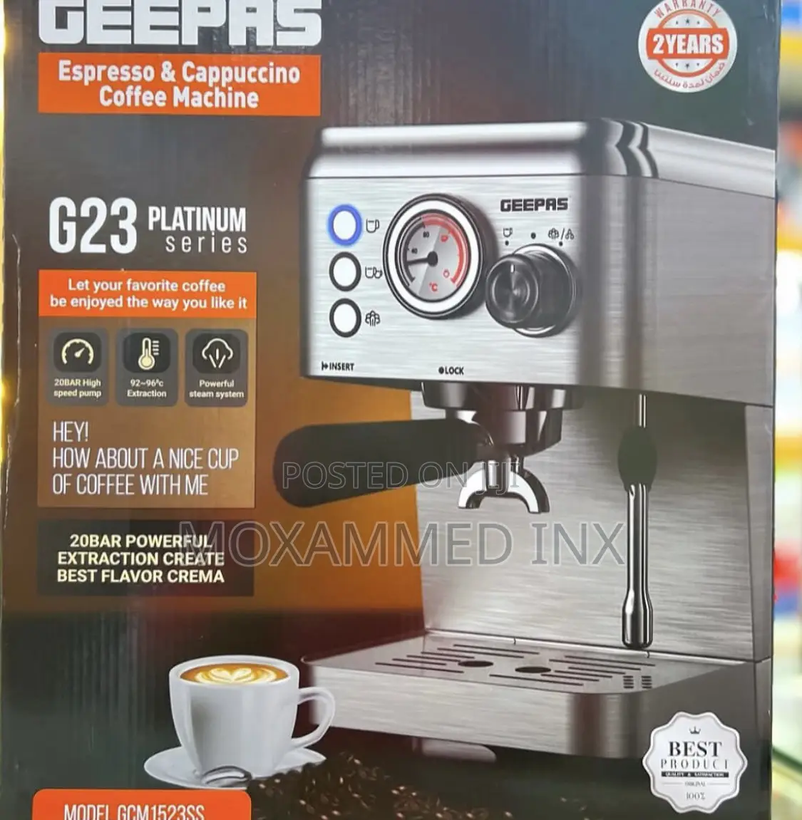 Geepas Espresso Cappuccino Coffee Machine