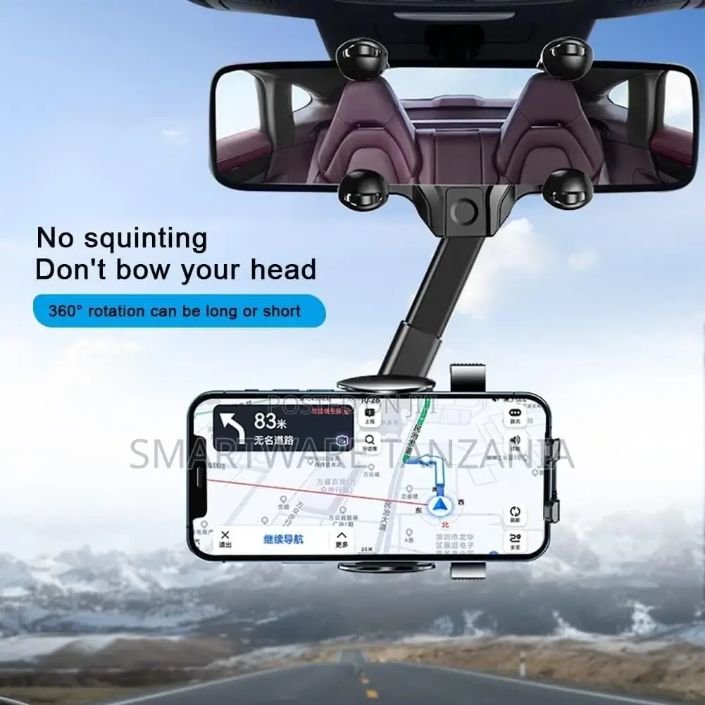 Rearview Mirror Phone Holder For Car, 360° Rear View Mount