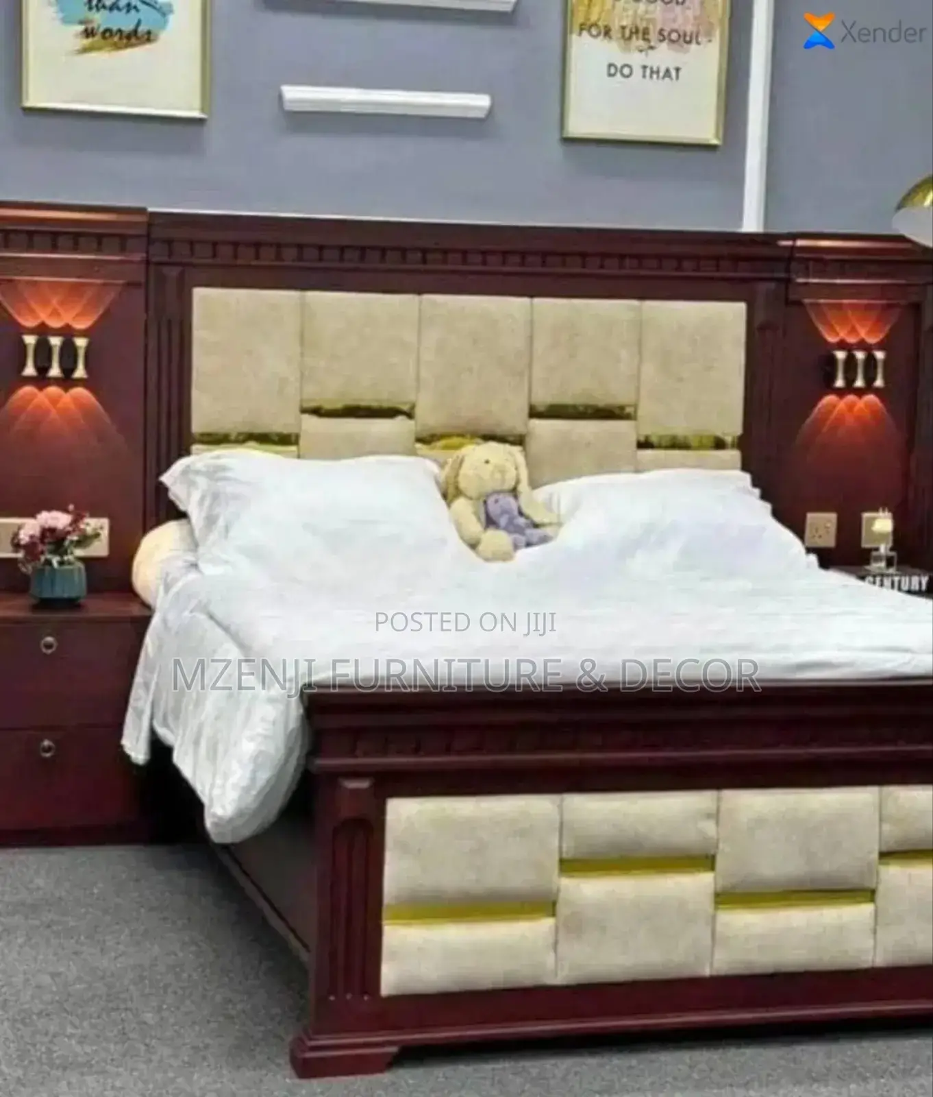 Amapiano Bed Two Bedsides With Lamos
