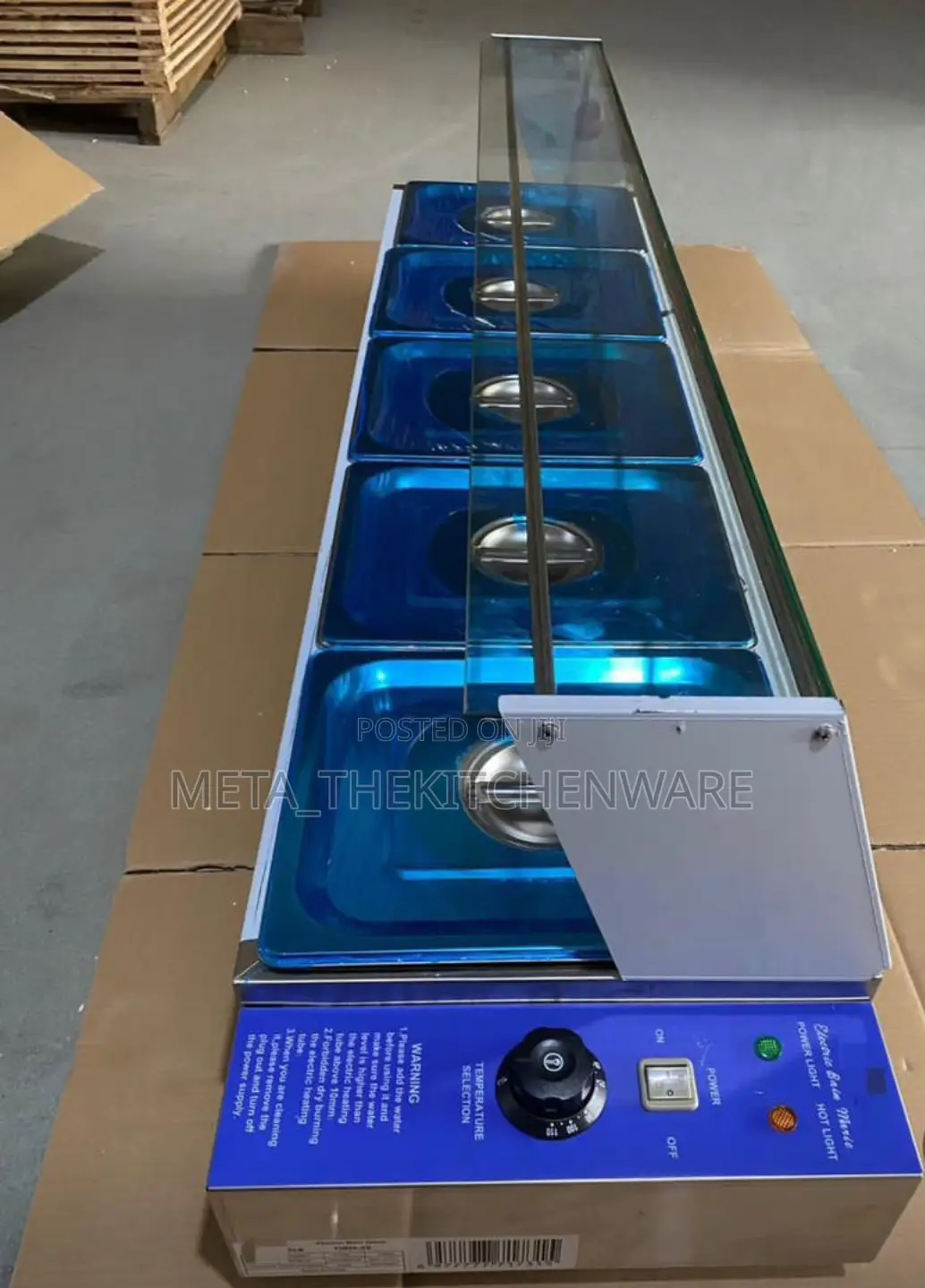 Electric Bain Marie 5 Pan With Glass Sneeze Guard