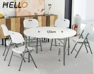 Round Foldable Table (120cm)+ 6 Chairs