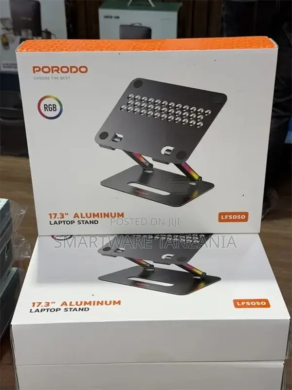Porodo Laptop Stand 14"-17.3" Rgb Lights Adjustable Angles