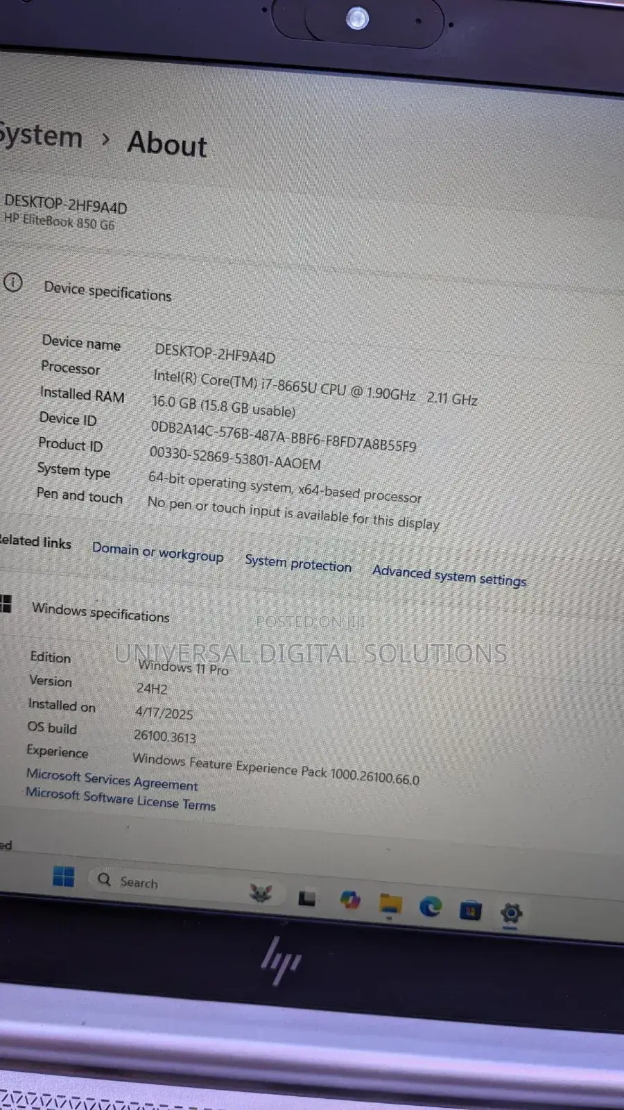 Laptop HP EliteBook 850 G6 16GB Intel Core I7 SSD 512GB
