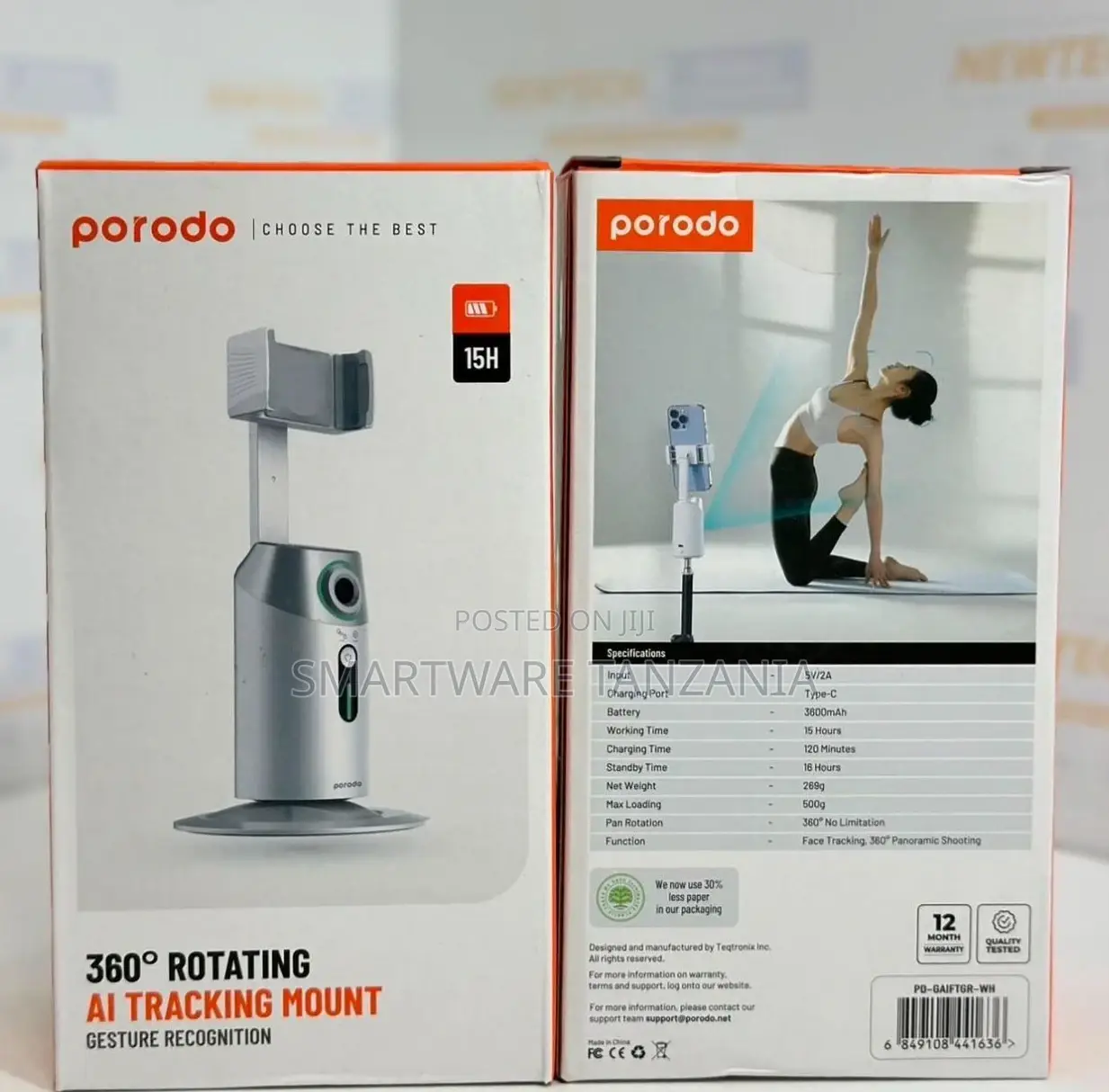Porodo Ai Tracking 360 Rotating Gimbal, Gesture Recognition