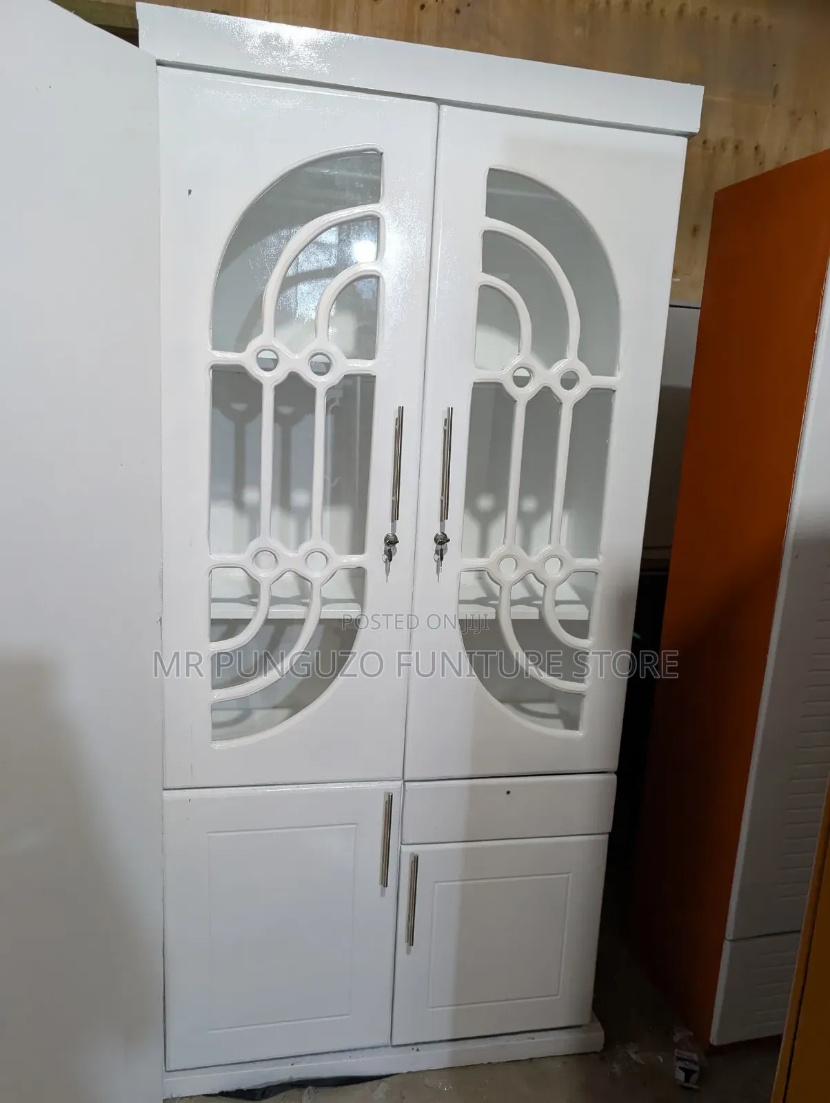 Cupboard Cabinet Kabati Milango Miwili Ya Vyombo White