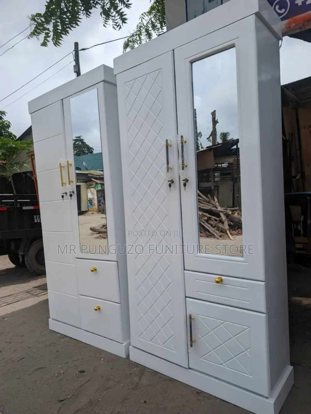 Kabati Milango Miwili White Wardrobe Ft 3/6