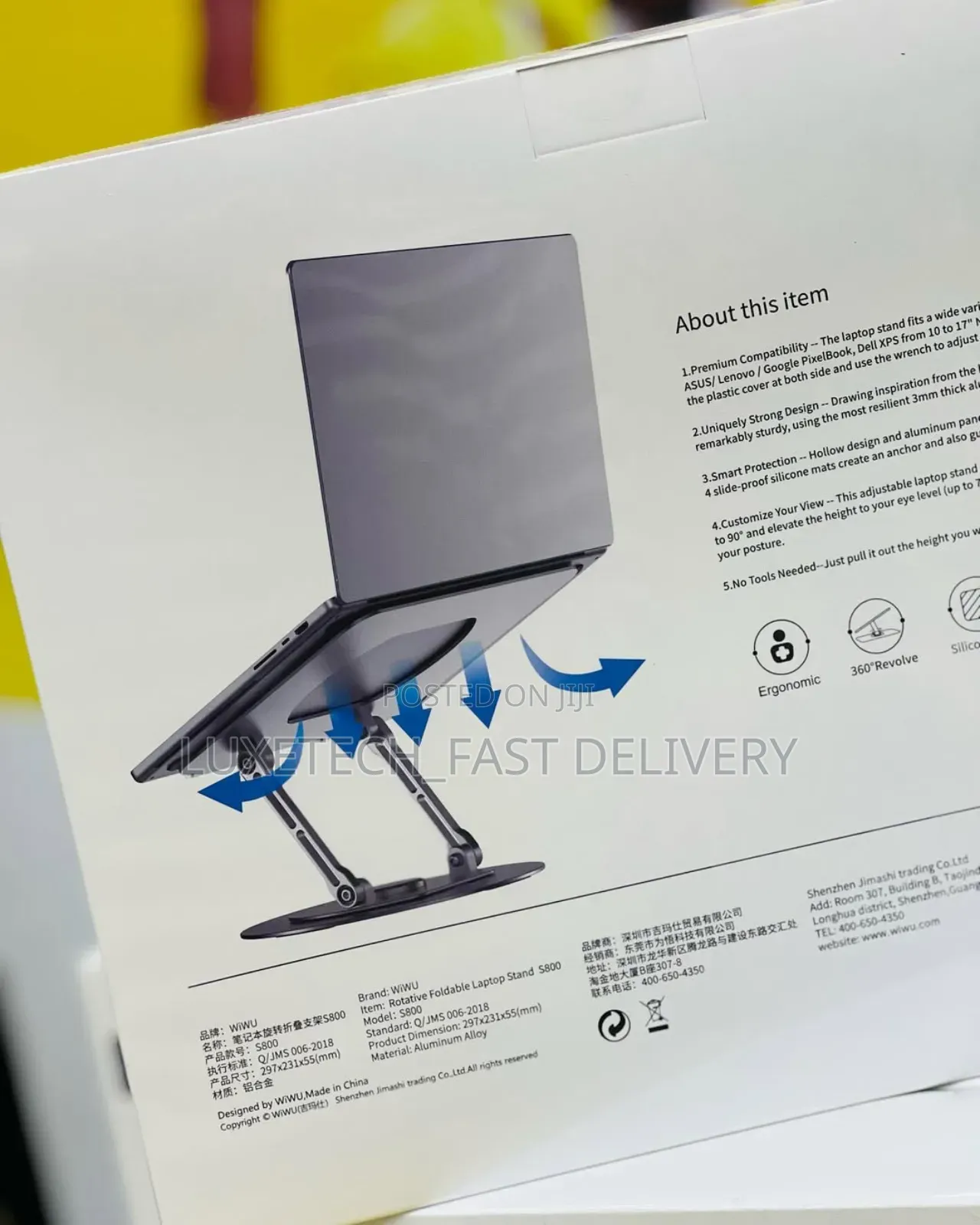 Premium Wiwu Adjustable 360° Rotative Foldable Laptop Stand