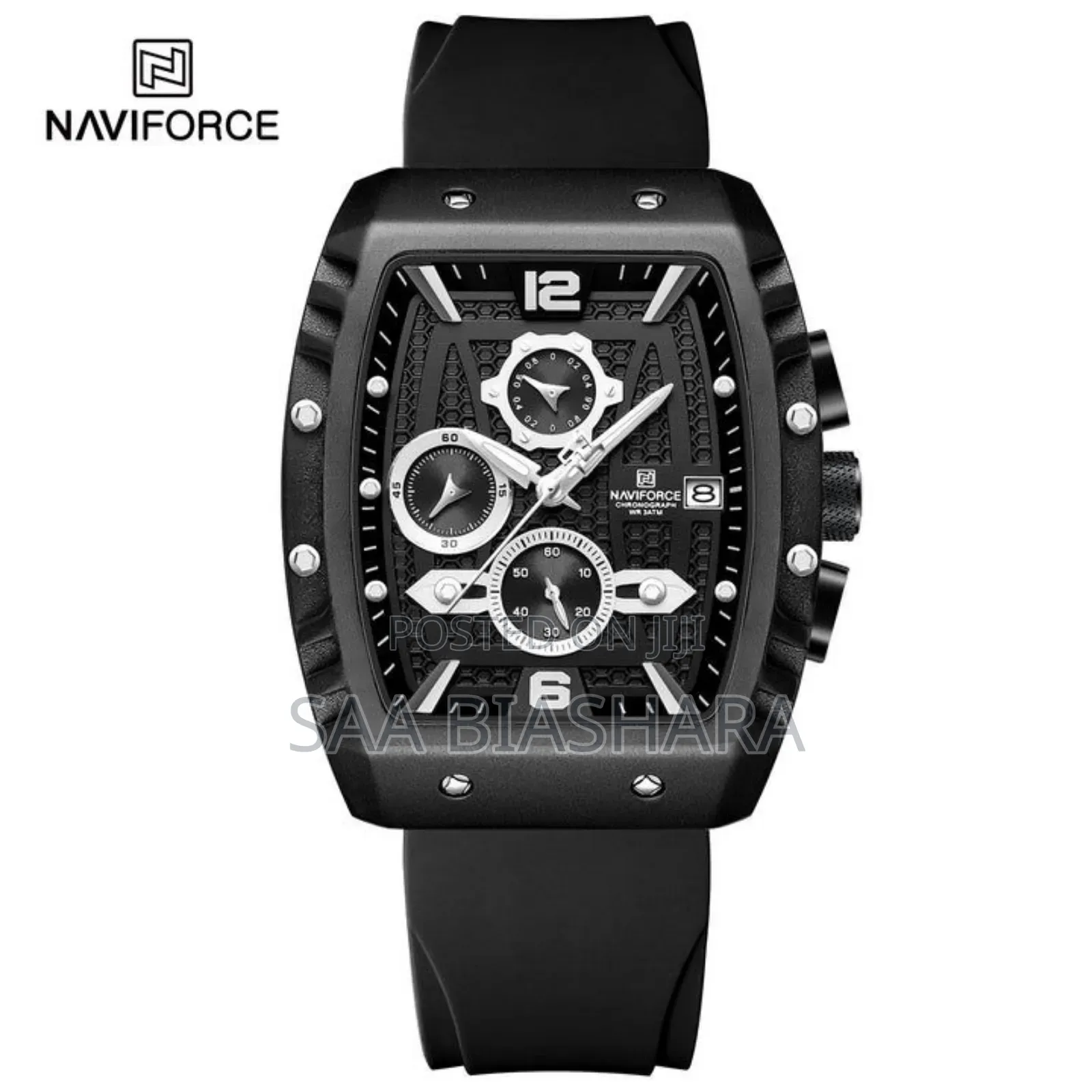 Naviforce 8025 Mens Watch Black and Silver