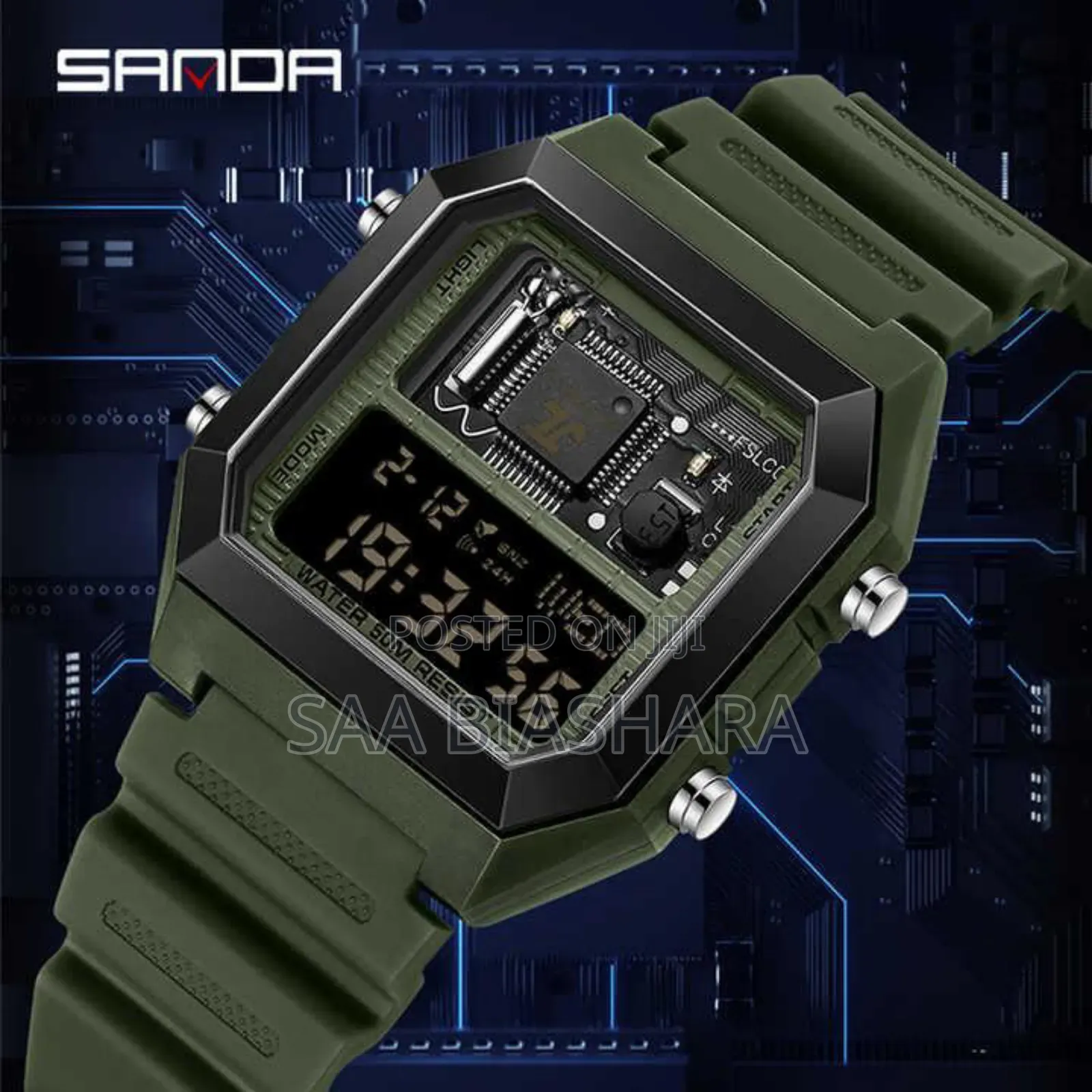 Sanda 6216 Mens Digital Watch Green