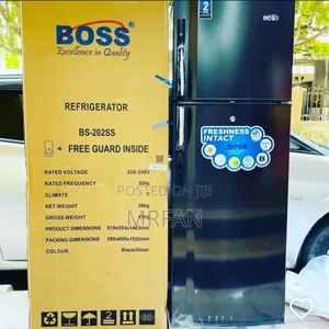Boss Fridge Double Door 202l Silver Bs-202 Ss
