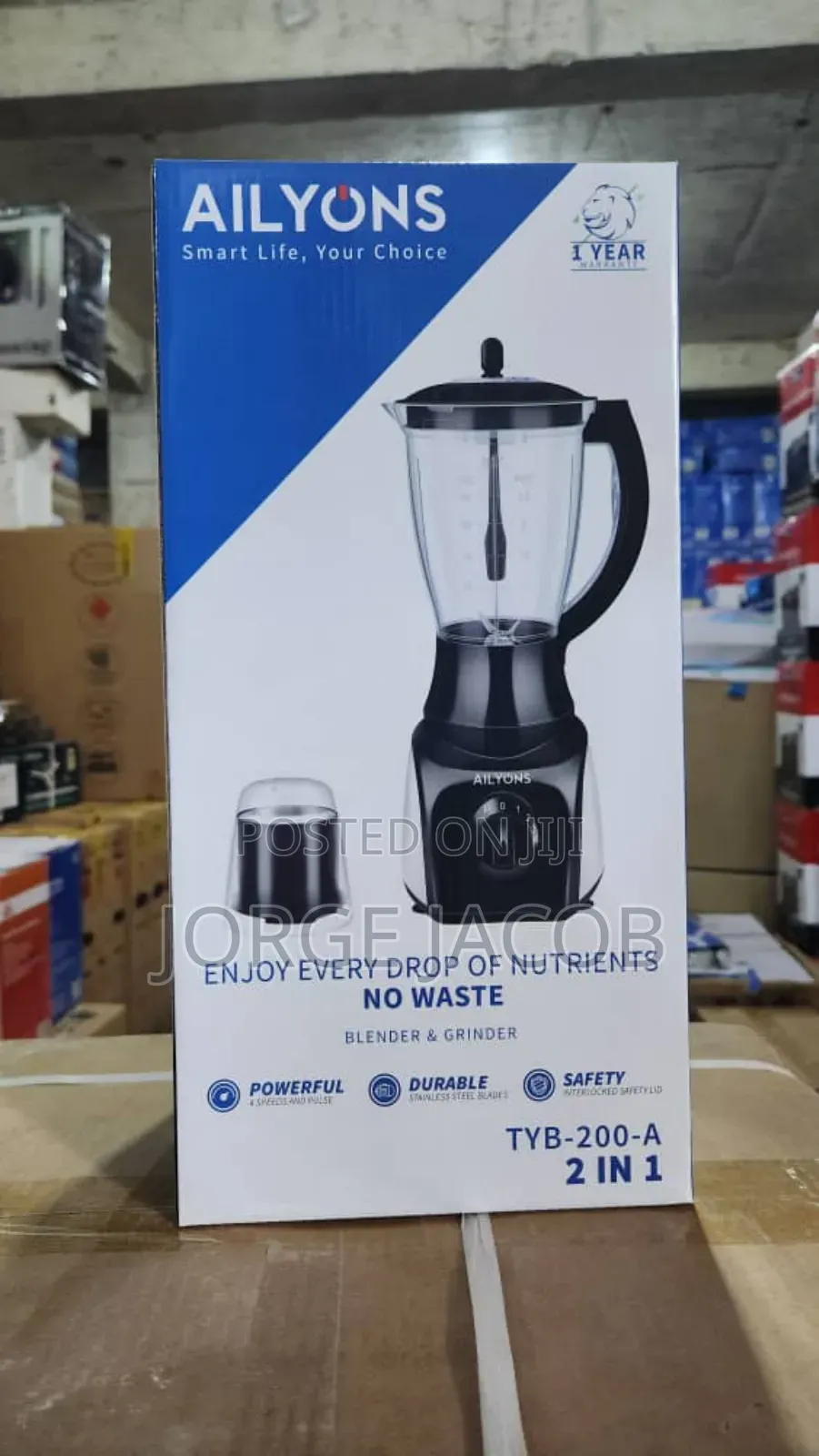 Ailyons 2-in-1 Blender and Grinder