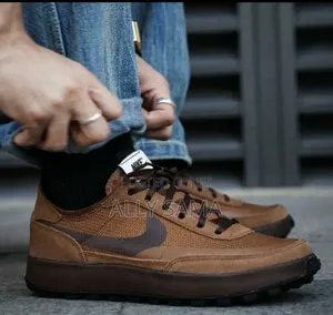 Men's Sneakers Nike Coffee Material Canvas and Leather