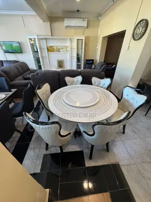 Luxurious, Royal Dining Table Marble Material With 6 Chairs