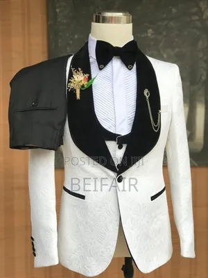 White and Black Button Suit