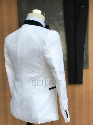 White and Black Button Suit