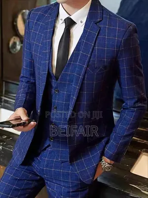 Blue Suit Brown Stripes Suit