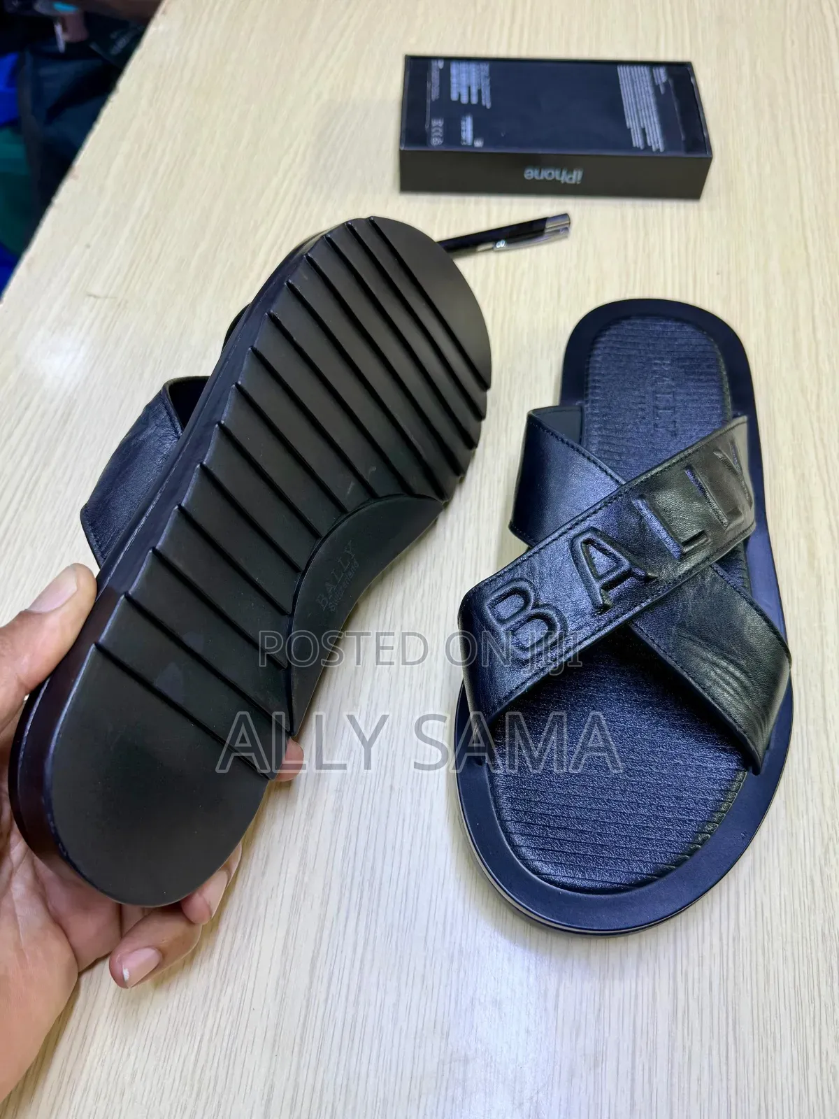 Men's Sandals Black Material Leather More Brand