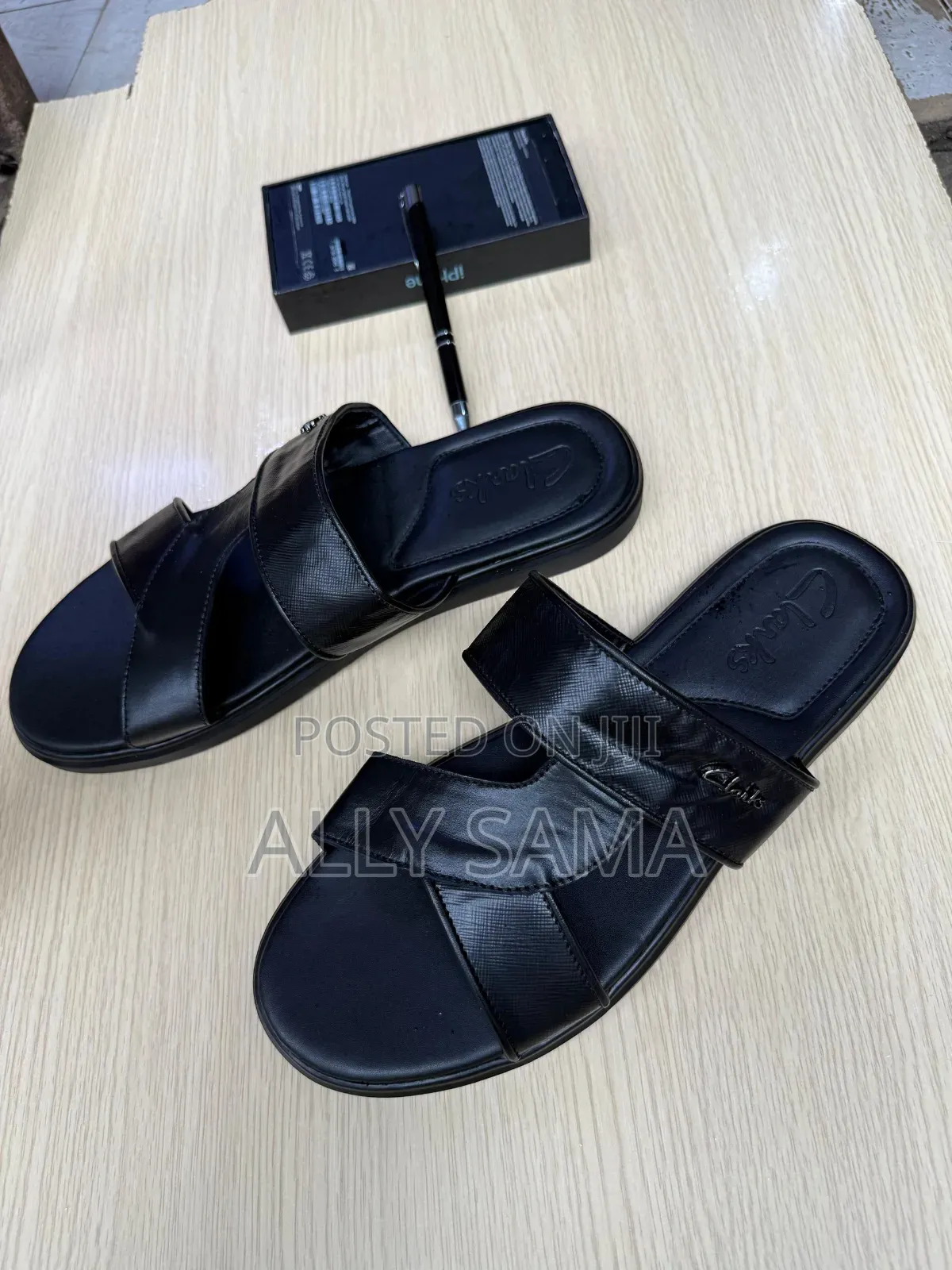 Men's Sandals Black Material Leather More Brand
