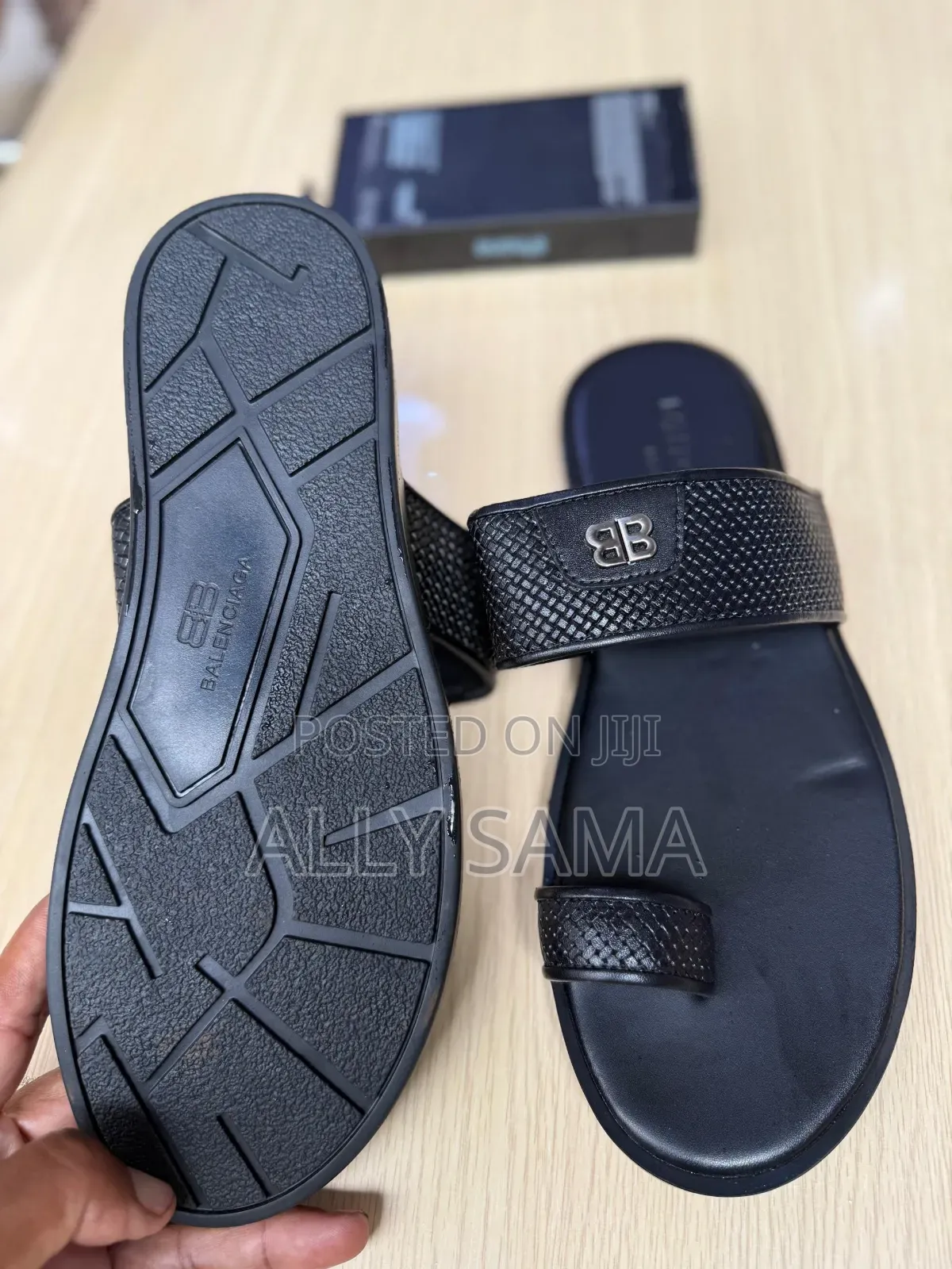Men's Sandals Black Material Leather More Brand