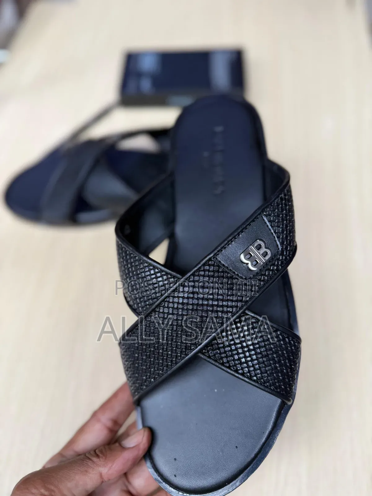 Men's Sandals Black Material Leather More Brand