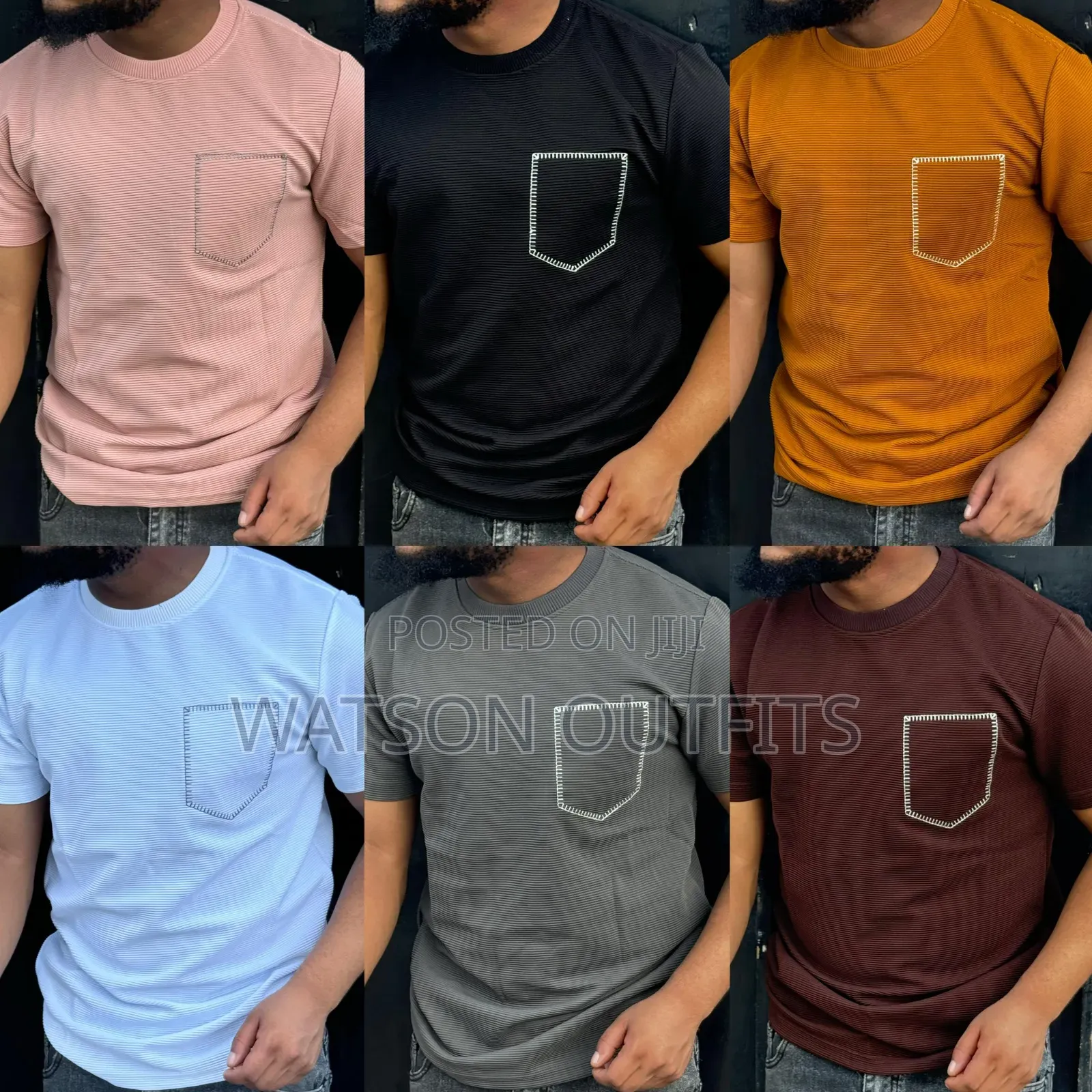 T-Shirts Classical Ya Alama Ya Mfuko Kifuani
