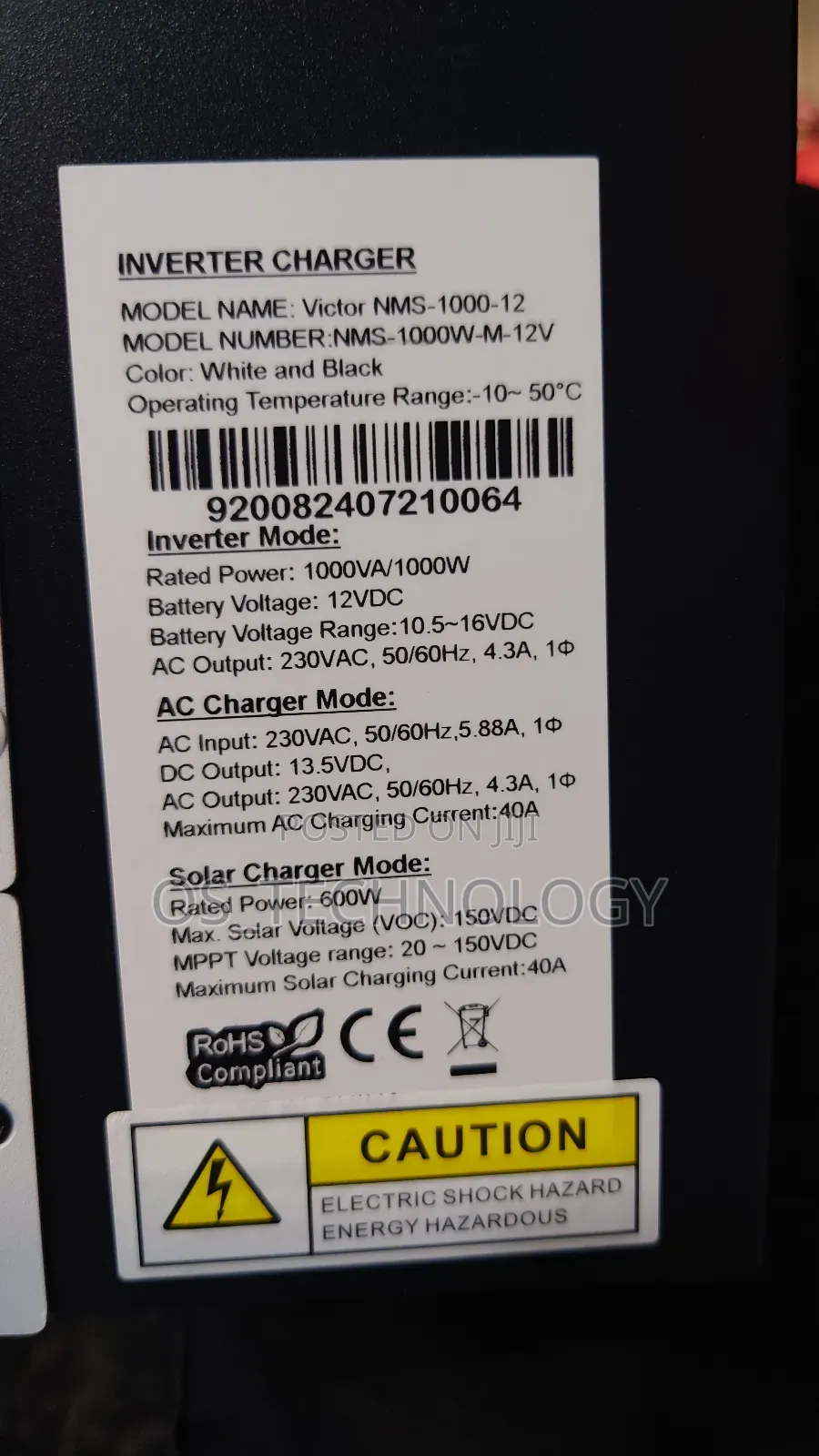 Original Hybrid Inverter Backup 1000w Pure Sine Wave 12v
