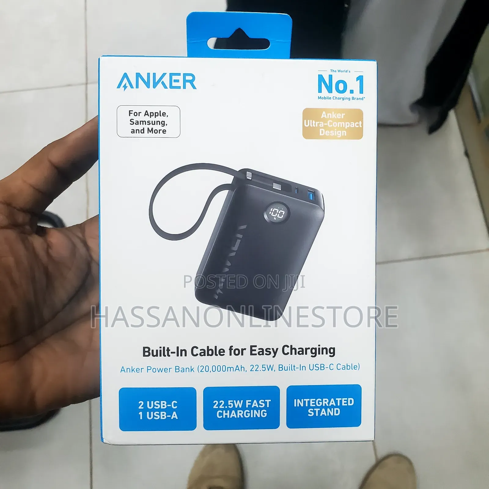 Anker 335 Power Bank (20,000mah) With a Built-in Usb-C Cable