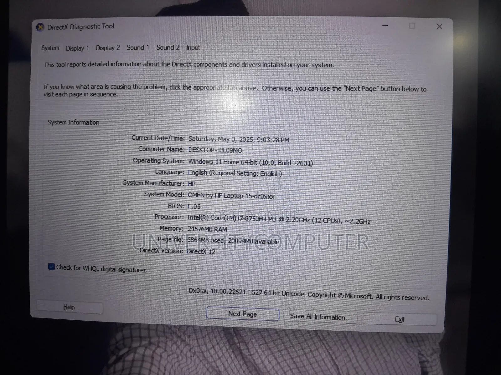 Laptop HP Omen 15 24GB Intel Core I7 HDD+SSD 512GB