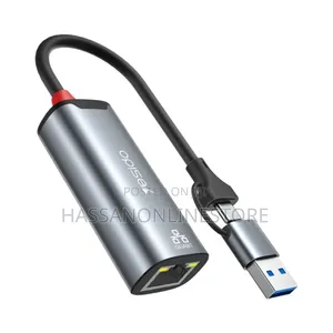 Yesido Hb26 Ethernet Adapter Usbc + Usba to Rj45 1000mbps