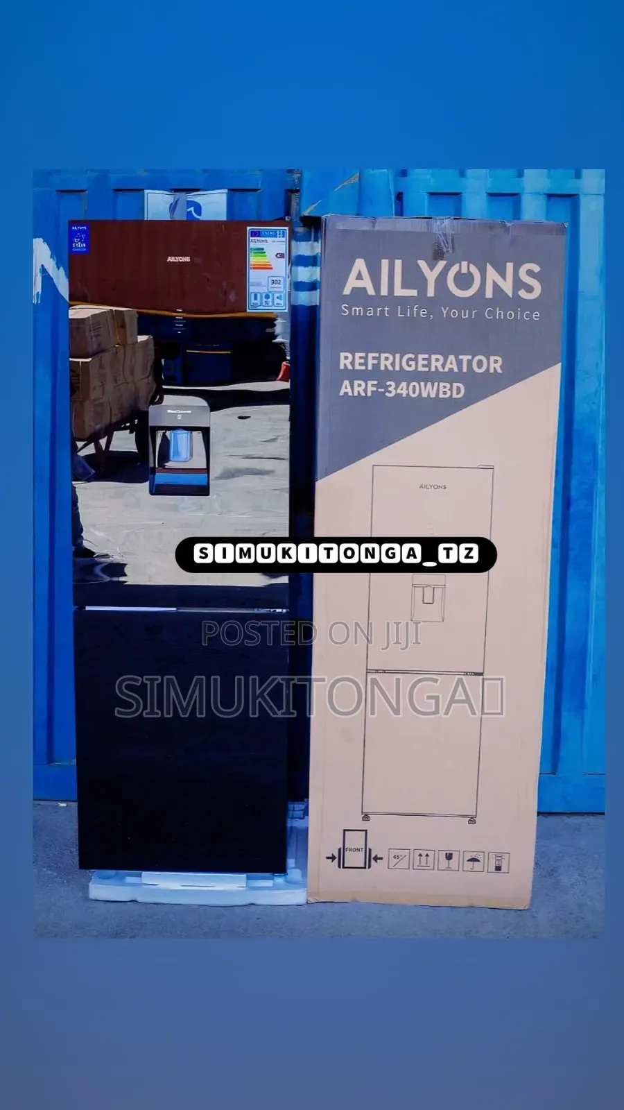 *Ailyons Fridge Arf-340wbd Lita 322 Black Kioo