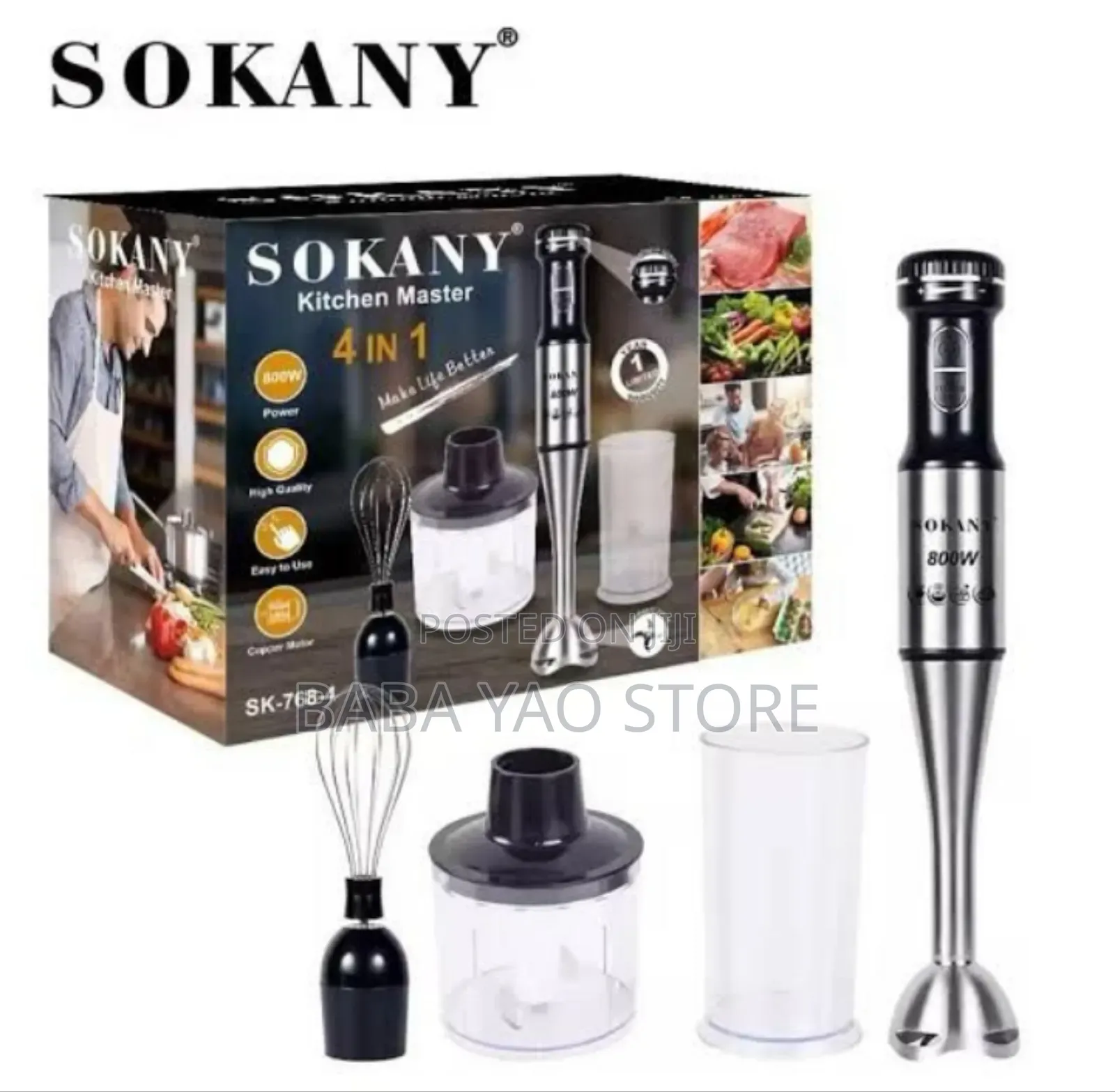 4in1 Sk768-4 Multi Function Kitchen Master Handheld Blender.