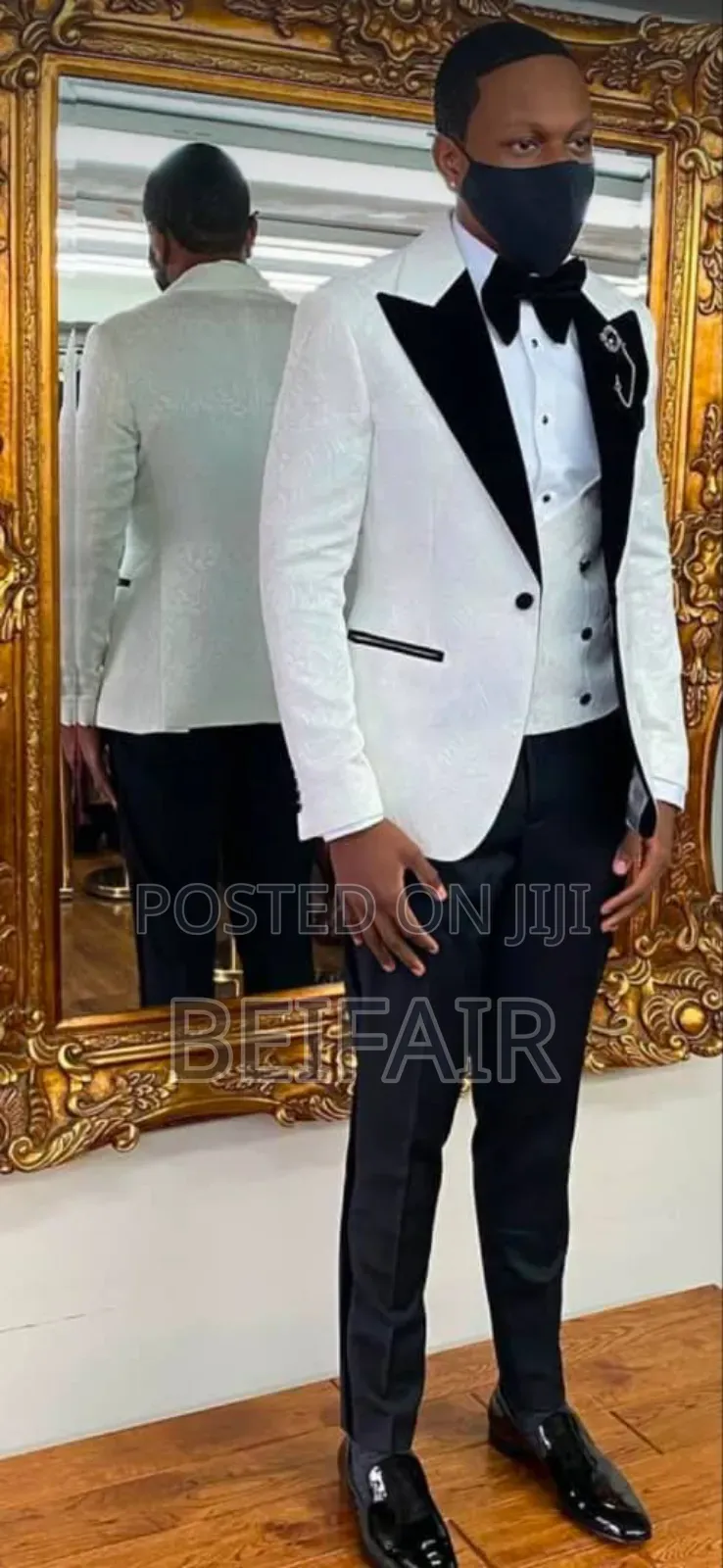 White and Black Taxedo Wedding Suit