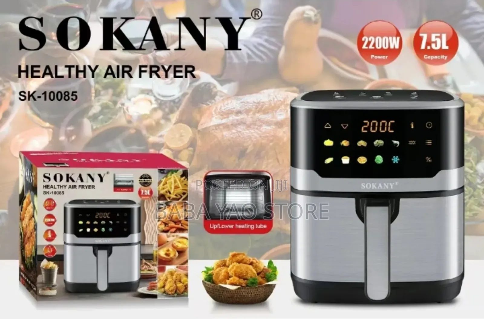 Sk-10048 New Screen Cookware Oil Free Healthy 7.5l Airfryer
