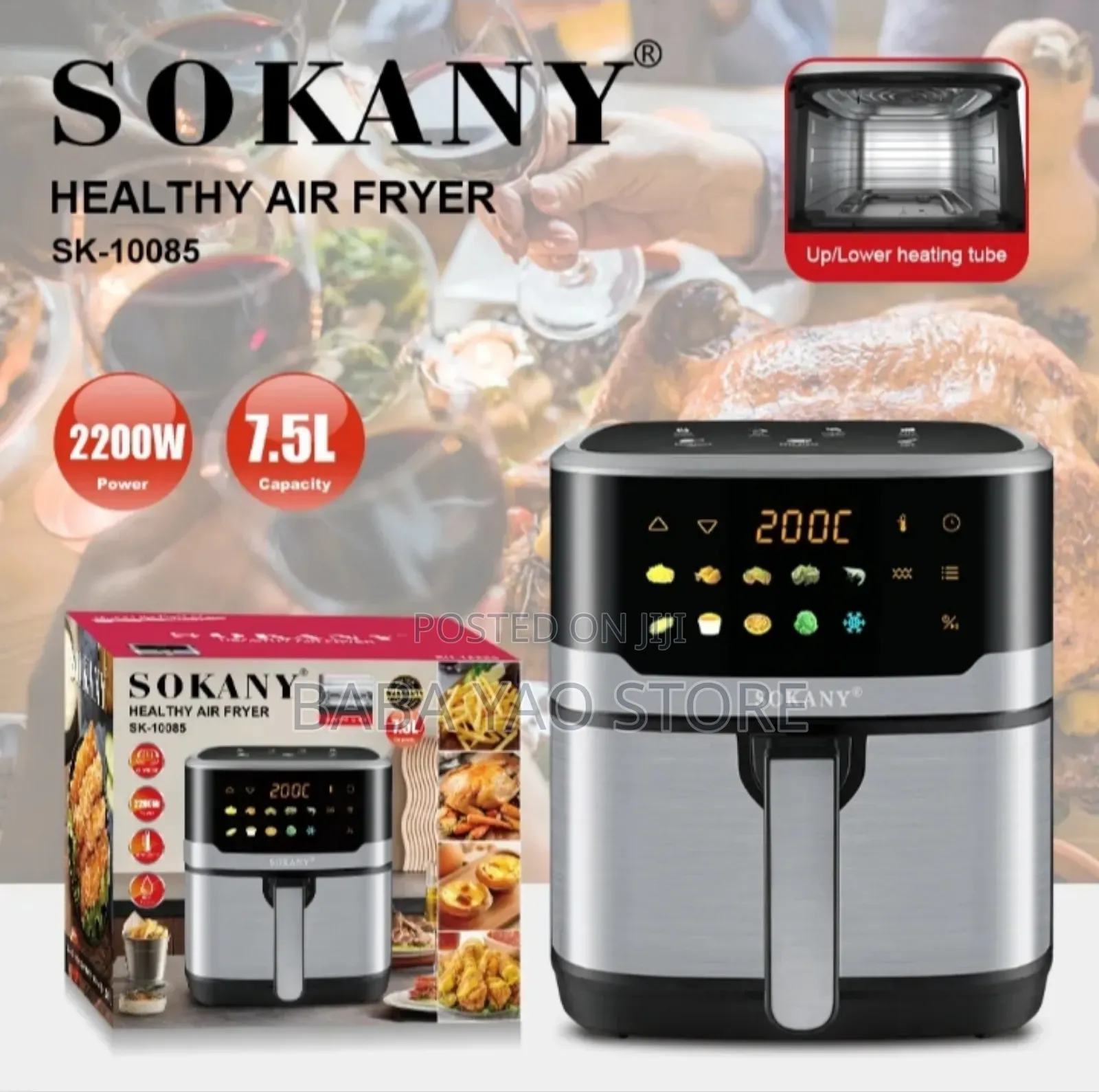Sk-10048 New Screen Cookware Oil Free Healthy 7.5l Airfryer
