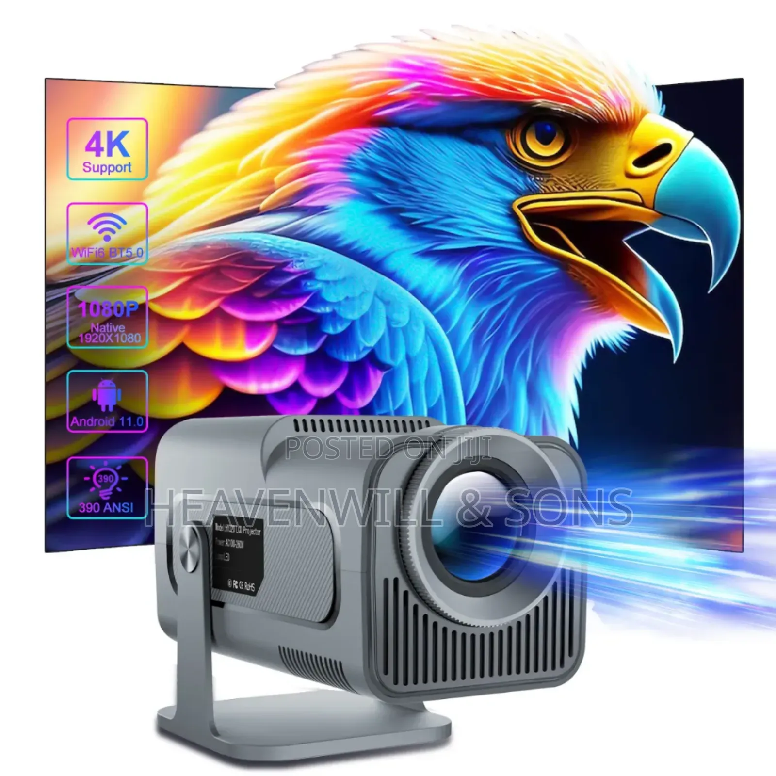 Hy320 Smart Outdoor Projector 1080p 200 Ansi Lumens
