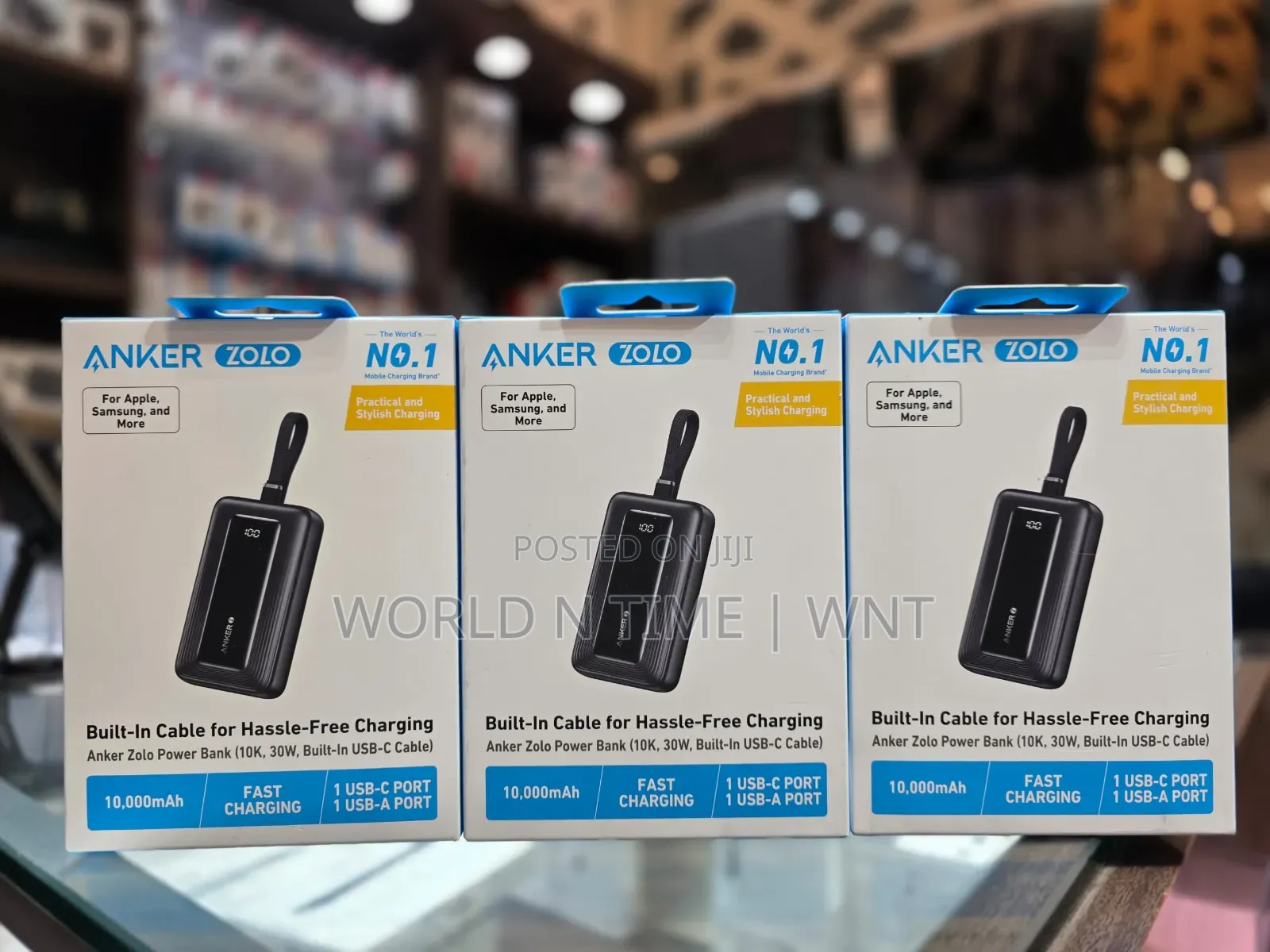 Anker Zolo Power Bank 10000mah 30w Built in Cable for Hassle