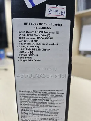 New Laptop HP Envy X360 16GB Intel Core I7 SSD 512GB