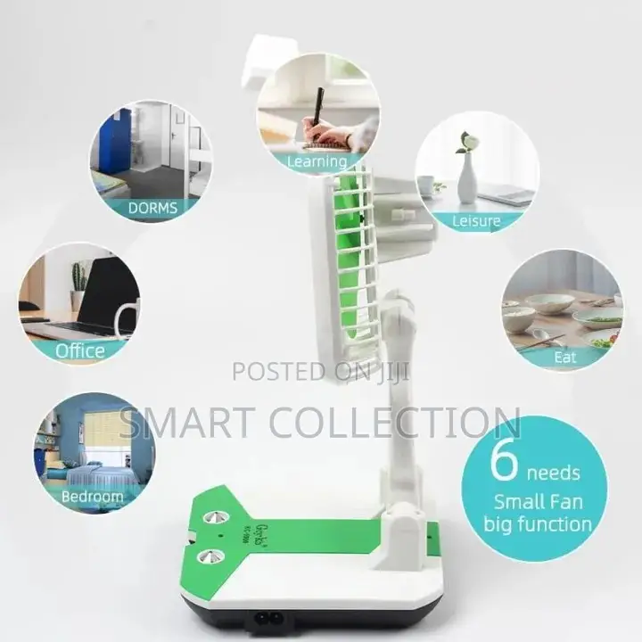 Rechargeable Folding Fan With Portable Led Light