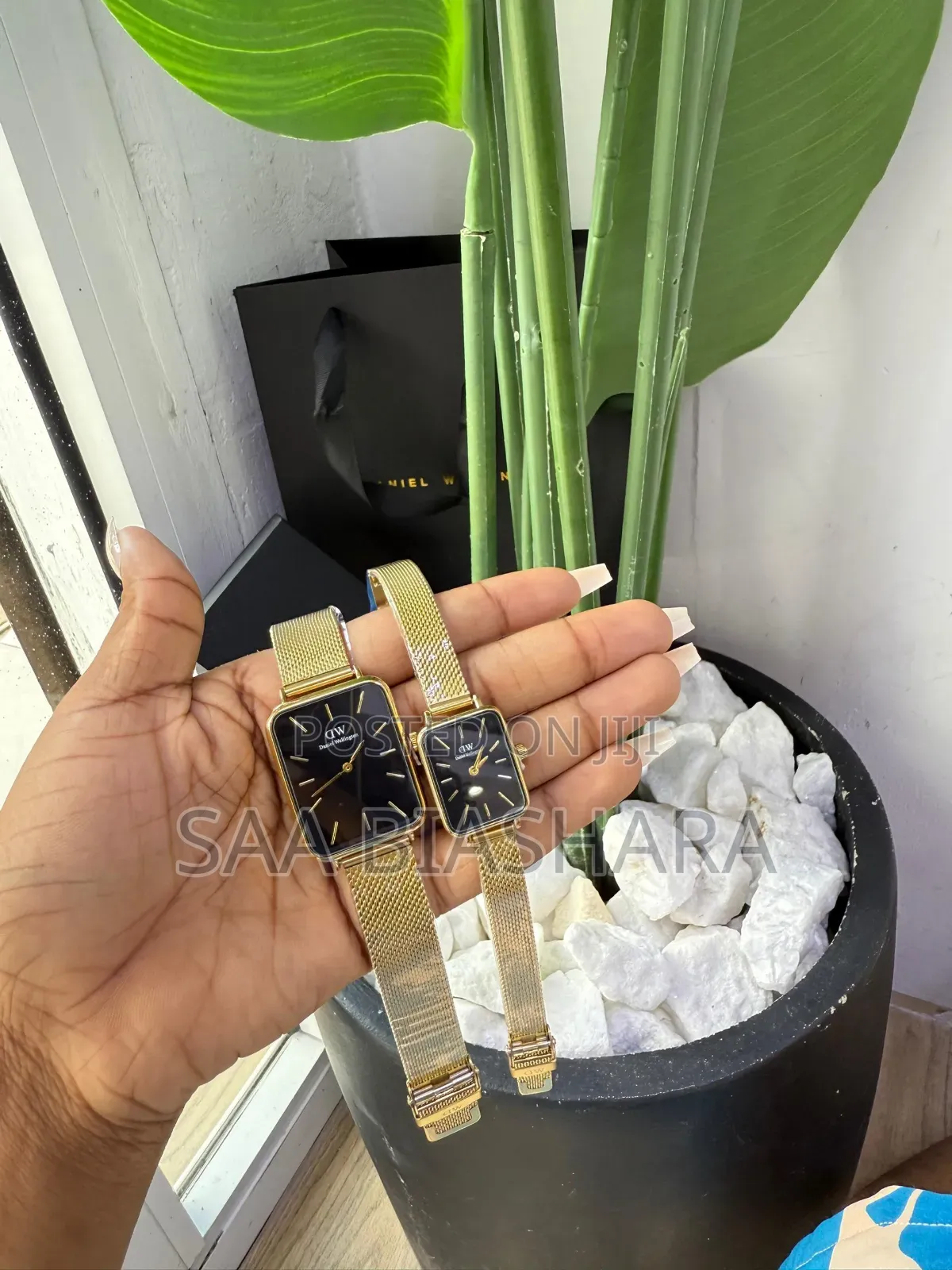 Daniel Wellington Quadro Couple Watch Gold and Black Fullbox